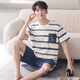 Modal solid color cotton pajamas men's summer short-sleeved teenagers thin cotton summer large-size home clothes pajamas set D1990 (A679) M (recommended 80-115Jin [Jin equals 0.5 kg])