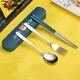 Disney (Disney) Children's Chopsticks and Spoons Tableware Set Stainless Steel Primary School Student Portable Storage Box Fork Three-Piece Set Cute Qing 3-Piece Set (Dark Blue) 304 Stainless Steel