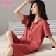 Modal pijama de algodón puro para mujeres en pantalones cortos de manga corta de verano Cárdigan de gran tamaño para las mujeres de mediana edad y las jóvenes se adaptan a ropa casual al aire libre N9893 L (100-120Jin [Jin equivale a 0.5 kg])