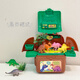 Shantoulin Village Kinderhaus spielen Spielzeug simulierte Kleber Kleber Dinosaurier Haustier Juwely Schultasche Aufbewahrung Schreibtisch Treasure Box Geschenk Spielzeug M9922b Dinosaurierschule Schultasche