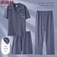 Yu Zhaolin Pajamas Men's Summer Cotton Pure Coton trois pièces Set à manches courtes Long Coton Vêtements de maison décontractée en vrac mince 9277 2xl