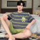 Cat Man (MiiOW) Summer Men's Cotton Silk Pajamas Casual Set Short Sleeve Shorts Pure Cotton Thin Style Home Suit for Junior High School Students XY1390 Mary L Standard [Suggested Height 165-173 Weight 115-