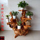 MPPMCK根雕花架盆景架多层整体头树根中式原木底座客厅 深灰色12147多层一体