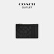 蔻驰（COACH）/男士经典标志拉链卡包老花 QB/炭黑色/黑色