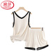 LangSha Light Luxurious Ice Silk Pajamas for Women Summer with Breast Pads New Style Vest Suspenders Home Clothes Large Size Cotton Silk White + Brown (Pajama Set) XL LangSha Light Luxurious Ice Silk Pajamas for Women Summer with Breast Pads New Style Vest Suspenders Home Clothes Large Size Cotton Silk White + Brown (Pajama Set) XL