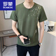 Romon (Romon) Nouveau t-shirt à col courte en V chinois pour hommes en été 2025 Nouveau t-shirt pour hommes à manches à manches à manches à manches 9856 (environ 105 ~ 120 Jin [Jin est égal à 0,5 kg] peut être usé)
