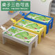 Edwone Holzstrecke Auto Fernbedienungszug Hölzer Kinder Holz Toy Tisch Boy großer Partikelbaugruppe Baustein Tisch Weißer Tisch + Abdeckungsschaufel + Baustein + Crane Hillside Offizielle Standardkonfiguration