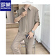 Romon Ice Seide kurzärmeligte Hemdanzug Herren Sommer lässig und reif und gut aussehend mit abfallenden Anti-Falten-Hosen Herrenanzug 718 Khaki (mittelgroßer Anzug) XL 130-145 Jin [Jin gleich 0,5 kg]