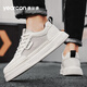 Yierkang Herrenschuhe Casual Board Schuhe Herrenhöhen verstärkten, atmungsaktives und nicht müde Füße bequeme Sportschuhe weiche Sohle-Kee-resistente, vielseitige weiße Schuhe Beige/schwarz 4884 39