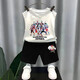 Snoopy Boys reine Baumwollhülsenweste Westeanzug für äußere Wear Ultraman Street Brat Street Boys Fünf-Punkte-Hose Zwei-teilige Fruchtgrüne Weste T983 + Schwarze Shorts T273 130 Empfohlene Höhe 120-130 cm