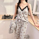 
S.SOFEA gray lace with chest pads for women three-piece pajamas for outdoor wear for spring, summer and autumn student style three-piece set WX13803 gray (with chest pads) 170 M (80-100Jin [Jin equals 0.5 kg])