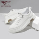 Seven Wolf men's shoes summer shoes men's white shoes breathable simple lace-up thick-soled sports shoes non-slip casual shoes white 1047 41