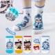 Brudin boys' socks for summer thin Nezha socks for children's pure cotton spring and summer thin boys cartoon Ao Bing mid-tube mesh QH 677 robot suit 5 pairs 9-12 years old Recommended foot length 19-23CM [shoe size 3