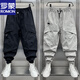 罗蒙（ROMON）夏季潮流速干休闲工装裤男士宽松束脚秋季机能户外九分痞帅哈伦裤 黑色(秋款) M 推荐100-115斤