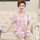 Langsha (langsha) middle-aged mother pajamas for women in summer thin pure cotton short-sleeved cropped pants middle-aged and elderly people's home clothes plus size suit Watermelon red YMY-3937 M [recommended 80-100Jin [Jin equals 0.5 kg]]