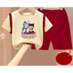 Changxiang Huili Girls Summer Nezha Set 2025 Nuevo shorts de manga corta de moda Camiseta de encaje Conjunto de dos piezas 1098# Lace T+ Borgundy Shorts 120