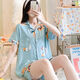 Modal Summer Cotton Seide Thin Pyjamas Strickjacke Kurzarm Shorts Loose Set Japaner Cartoon niedliche künstliche Baumwollhauskleidung Baumwolle Seiden-Strickjacken Frauen Doppel-3520 m 80-100Jin [Jin gleich 0,5 kg]