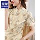 
ROMON Elegant Gold thread embroidered short-sleeved cheongsam skirt 2025 summer new style waist-hugging and slimming temperament elegant dress women's clothing 838 L