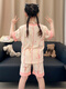 Pyjamas Girls Pure Cotton Sommer Kurzarm 2025 Neue Kinder niedliche Cartoon Girls Home Clothing Medium und große Kinderset 831 100 [8 Codes] 100-110 cm 30-40jin [Jin gleich 0,5 kg]