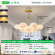 大观园约客厅吊灯创意卧室灯月球泡泡吊线灯卡通星球吊灯广东中山灯具 9734金色13头三色白球15cm大球款