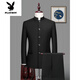 Playboy (PLAYBOY) high-end tunic suit men's formal Chinese stand collar suit men's Chinese wedding dress Chinese style suit Chinese stand collar white single top L 175 weight 125-135 Jin Jin equals 0.5 kg
