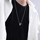 MOLC geometric necklace men's trendy high-end sweater chain clavicle chain female hip-hop boys pendant pendant birthday gift L2553 square and round geometric necklace
