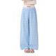 moonkids girls wide-leg pants summer thin children's ice silk cool casual trousers baby girl 2025 summer loose pants 15277 blue wide-leg pants 150 cm