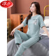 Langsha Pyjamas für Frauen für Sommerpure Baumwolle 2025 Neue Kurzschläfchen Hose Kleidung für dünne Baumwollanzüge 7374 Bohnengrün M 80-100jin [Jin gleich 0,5 kg]