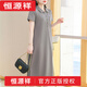 恒源祥（hengyuanxiang）Polo领连衣裙纯棉女夏季翻领长款过膝宽松休闲运动大码短袖t恤裙1 品牌绿色   9859款 S 90-100斤
