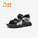 ANTA children's sandals, men's and women's shoes, 2025 summer new summer Velcro children's open-toe arch beach shoes, boys, black/limestone-5 34