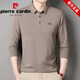 T-shirt à manches longues Pierre Cardin Pierre pour hommes T-shirt de revers en coton pur moyen mince pur d'âge moyen.