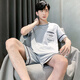 Langsha Herren-Pyjama, sommerliche Kurzärmel-Shorts, lockere und große Größe, alle koreanischen Versionen der halben Ärmselungen mit halbärmeligem Hausbekleidungsanzug, die außerhalb von 9928# Kurzärärmel-Shorts L (90-125jin [Jin gleich 0,5 kg] können getragen werden) können getragen werden) kann getragen werden)
