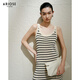 Enos Eshi shopping mall same style 2025 summer new striped lazy style suspender skirt dress long skirt 40529868 black and white S