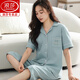 Langsha Pajamas de algodón puro para mujeres en el verano 2025 Nuevo pantalones de manga corta de gama alta cárdigan de gran tamaño para mujeres que usan ropa para el hogar N9896 Pantalones de manga corta/recortada Cárdigan 4xl (180-200Jin [Jin equivale a 0.5 kg])