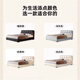 简臣（JIANCHEN）真皮床 现代简约双人床1.8米2米轻奢极简风泡芙储物主卧大床688# 床+2柜+5D乳胶床垫 1.8*2.0m框架款【15cm满铺静音床板】