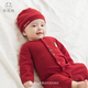 Guiqi Bear baby pure cotton jumpsuit summer thin red full moon one-year-old clothing baby air-conditioning clothing hayi crawling clothing spring and autumn