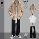 Rongxitu khaki veste en damier chemise beau set de cinq pièces pour hommes de la carte de style nouveau et automne 684 + manches courtes blanches + pantalon de corde gris + collier + chaussettes S La qualité est plus élevée que celle des pairs