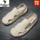 Région occidentale Camel Baotou Sandales en cuir masculin 2025 Fashion de style coréen respirant Chaussures de conduite paresseuses pour hommes baskets de chameau 9925 Couleur de blé - Camel Brand officiel du site officiel Flag 39