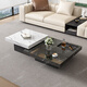 Il jiangong italien minimaliste rock rock table bas basse luxe luxe moderne simple salon marbre petit appartement carré haut et basse combinaison 80 * 80 * 45 petite table basse + 120 * 120 * 3523 Ensemble entier