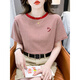 U·R·JEES香港轻奢短袖t恤女宽松韩版女装衣服2025年夏季新款百搭体恤上衣 红色 9928 M 建议95-105斤