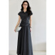 
Vanciman Fashion Suit Skirt for Women 2025 Summer New Temperature Lapel Short Sleeve Top High Waist Slim Skirt M9737 Dark Gray XL