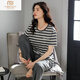 Pyjamas d'été modaux pour femmes rayures de coton pur pantalon à manches courtes minces d'été 2025 Nouveaux vêtements de coton pour l'usure en plein air poudre de pâte de haricots L [100120jin [Jin est égal à 0,5 kg]]]