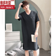 Victoria Men's Summer Short à manches à manches à manches à manches courtes intégrées Modal de grande taille de grande taille de grandeur de grande taille Summer YM844 Flower Grey Men's Nightgown 3xl Height 185-190 Poids 180-200