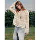 ELLE Cream Venus French fringed round neck casual shirt for women 2026 summer new hollow blouse off-white S