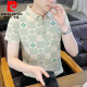 皮尔卡丹（pierre cardin）新款男士纯欲风polo.衫时尚韩版半袖青年印花棉质吸汗透气短袖t恤 9226黑色 3XL 150-160斤