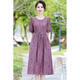 Woodpecker Temperament Ice Silk Tire Robe 2025 Été Nouveau style Mère d'âge moyen M Mère Mère à la mode courte à manches courte de la jupe féminine sur le genou 679 Purple XL Recommandé 90-115Jin [Jin est égal à 0,5 kg]