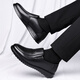 Portures leather shoes men's slip-on business casual shoes comfortable and lightweight round toe formal work shoes for men 9166 black 40