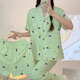 S.SOFEA清新绿小狗卡通家居服三件套短袖女春夏ins风 套KK14118# 175 L【建议100-120斤】