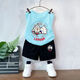 Snoopy Boys reine Baumwollhülsenweste Westeanzug für äußere Wear Ultraman Street Brat Street Boys Fünf-Punkte-Hose Zwei-teilige Fruchtgrüne Weste T983 + Schwarze Shorts T273 130 Empfohlene Höhe 120-130 cm