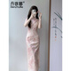 
DanZhuNa (DanZhuNa) yellow new Chinese dress summer new style retro improved cheongsam young temperament long skirt for women summer 9721 pink cheongsam (no accessories) S